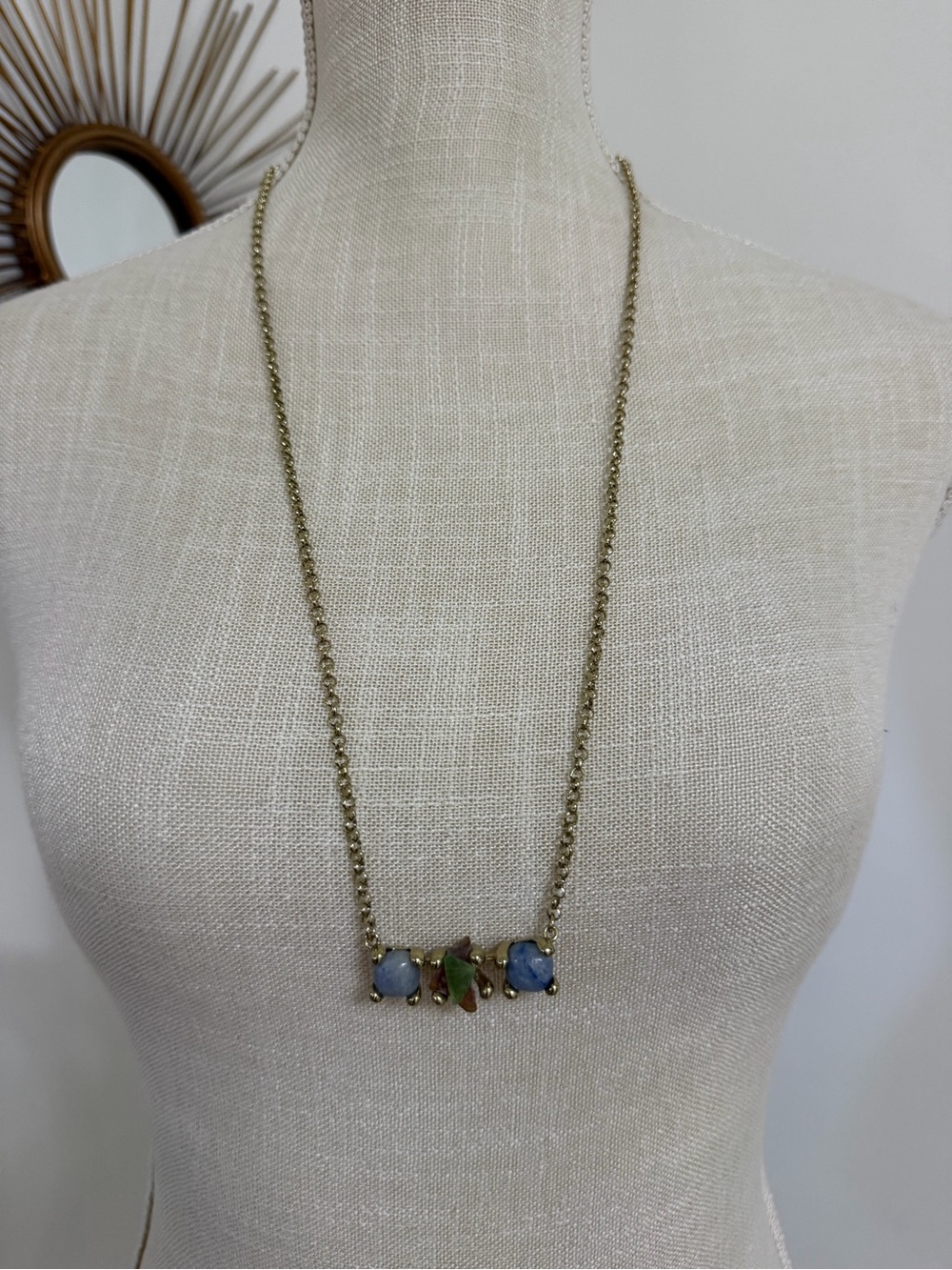 Vintage Talbots 3 Stone Bar Necklace Silver Tone
